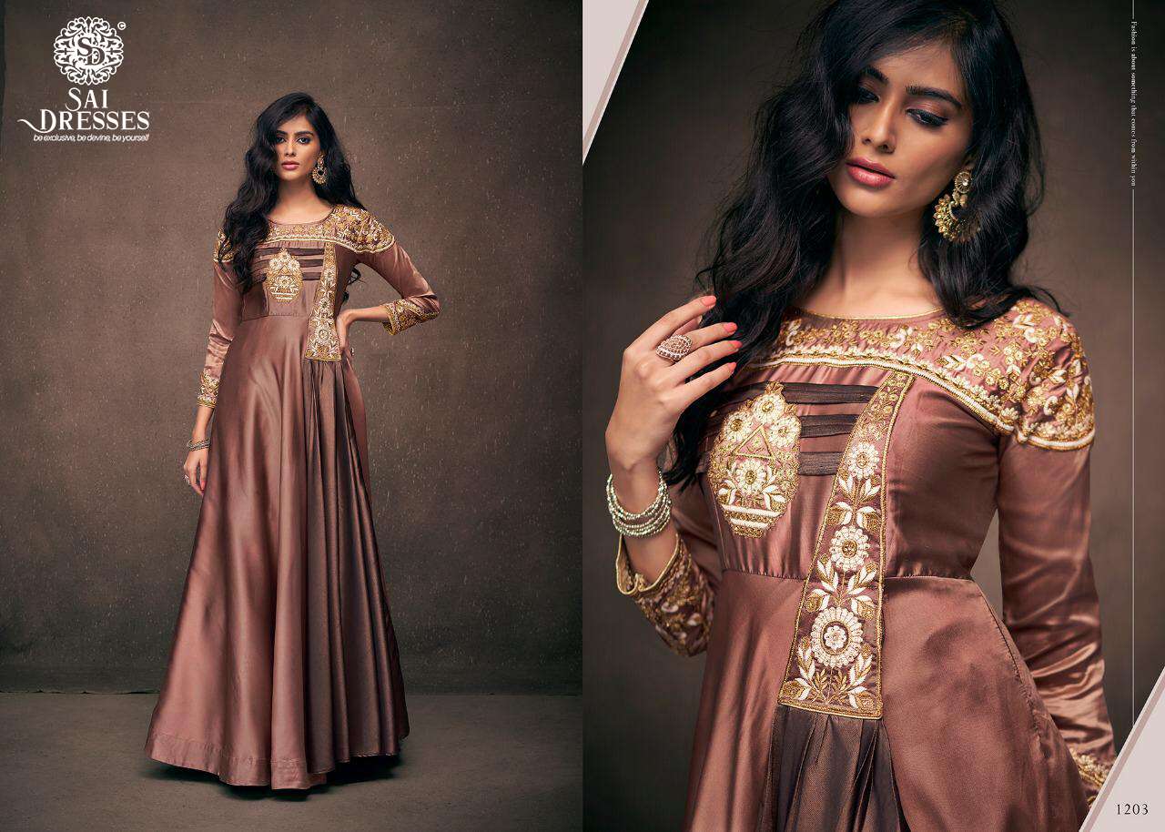 SAI DRESSES PRESENT NAVYA VOL-12 SATIN WITH EMBROIDERY ATTRACTIVE DESIGNER GOWN COLLECTION IN WHOLESALE RATE IN SURAT