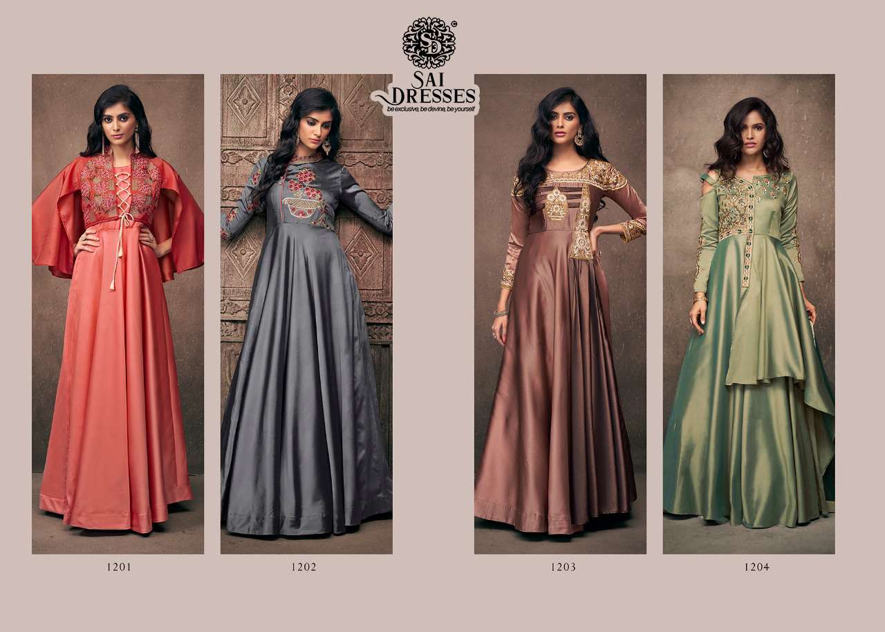 SAI DRESSES PRESENT NAVYA VOL-12 SATIN WITH EMBROIDERY ATTRACTIVE DESIGNER GOWN COLLECTION IN WHOLESALE RATE IN SURAT