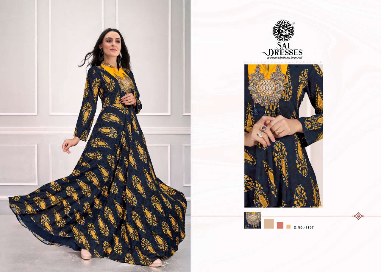 SAI DRESSES PRESENT NAVYA VOL 13 READY TO WEAR LONG GOWN STYLE DESIGNER KURTIS IN WHOLESALE RATE IN SURAT