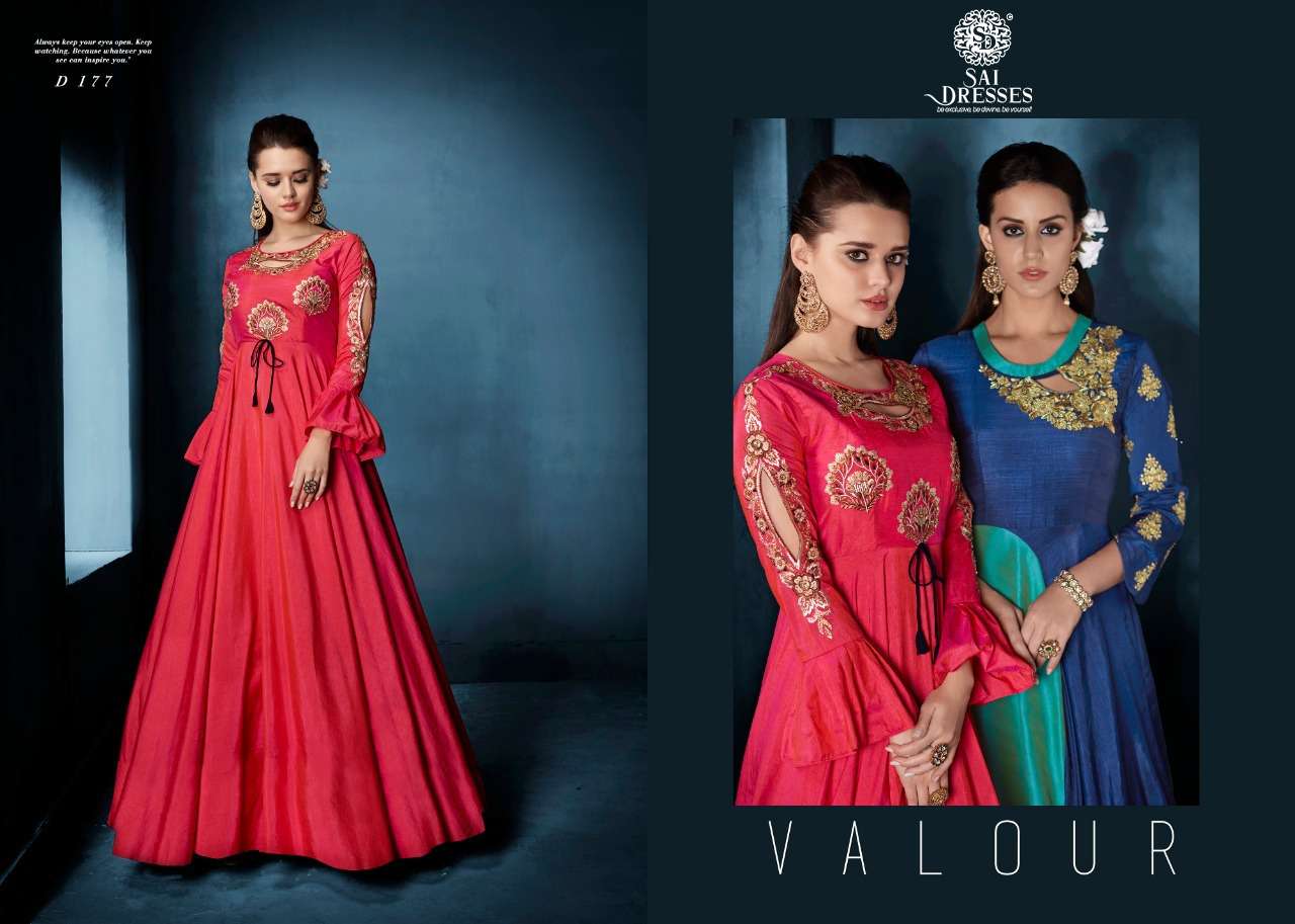 SAI DRESSES PRESENT NAVYA VOL 8 BANARSI SILK WITH HEAVY EMBROIDERY GOWN STYLE 3 PIECE COLLECTION IN WHOLESALE RATE IN SURAT