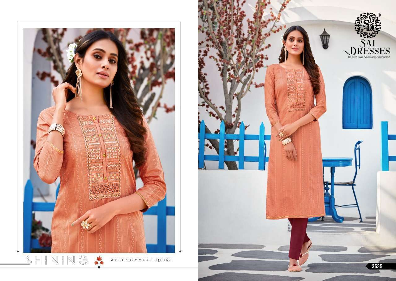 SAI DRESSES PRESENT NAZAR ETHNIC WEAR COTTON LINING DESIGNER KURTI COLLECTION IN WHOLESALE RATE IN SURAT