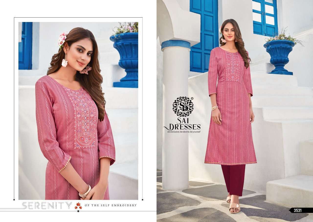 SAI DRESSES PRESENT NAZAR ETHNIC WEAR COTTON LINING DESIGNER KURTI COLLECTION IN WHOLESALE RATE IN SURAT