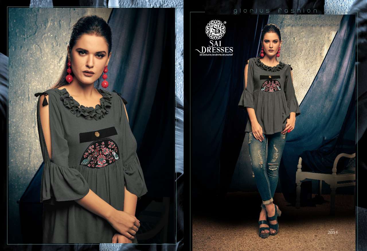 SAI DRESSES PRESENT NEVY VOL-1  14 Kg HEAVY RAYON DESIGNER SHORT TOP COLLECTION AT WHOLESALE RATE IN SURAT