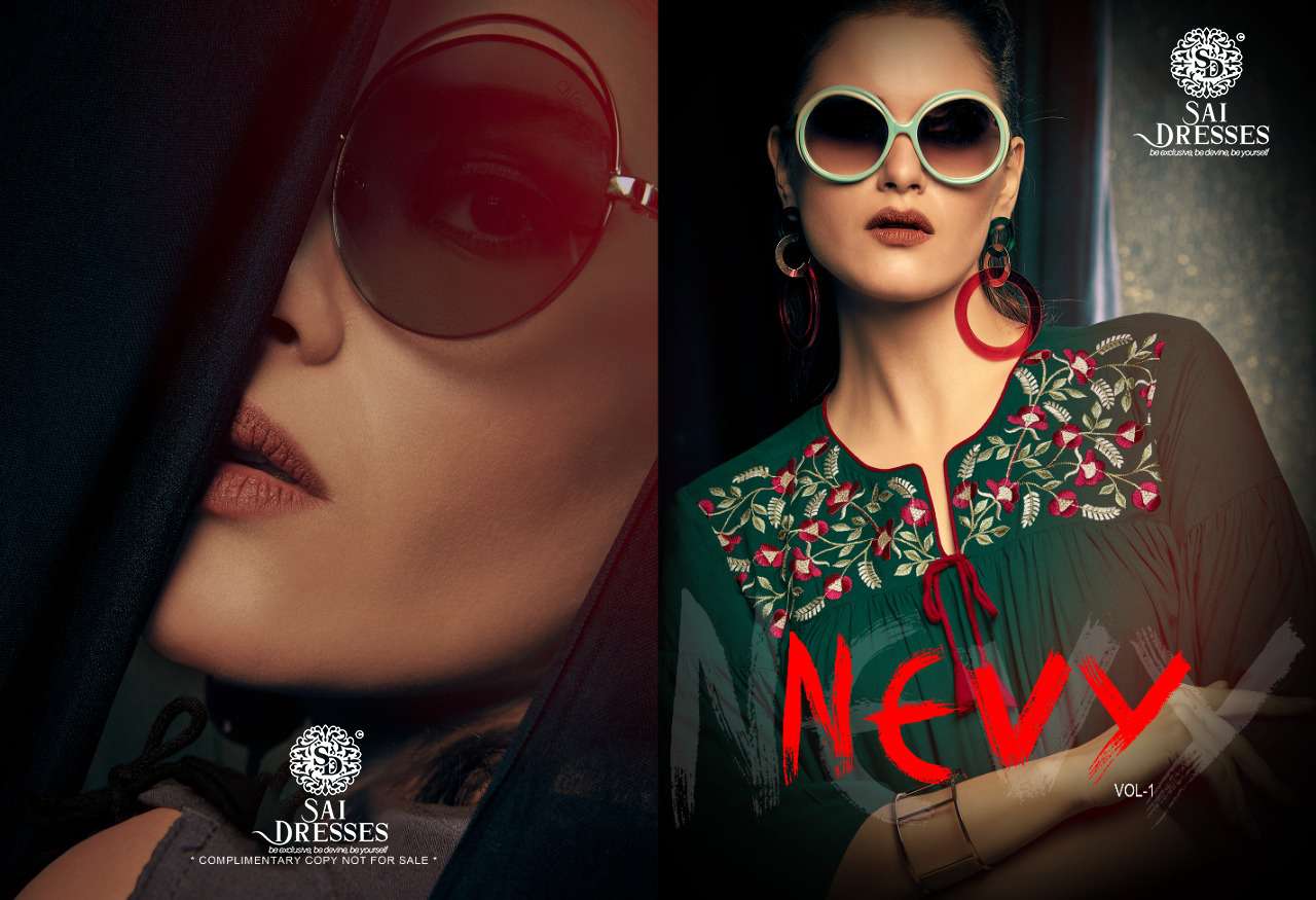 SAI DRESSES PRESENT NEVY VOL-1  14 Kg HEAVY RAYON DESIGNER SHORT TOP COLLECTION AT WHOLESALE RATE IN SURAT