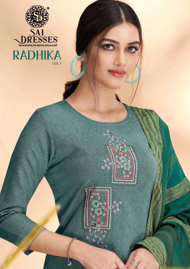 SAI DRESSES PRESENT RADHIKA VOL 1 READY TO WEAR PANT STYLE DESIGNER SUITS IN WHOLESALE RATE IN SURAT 