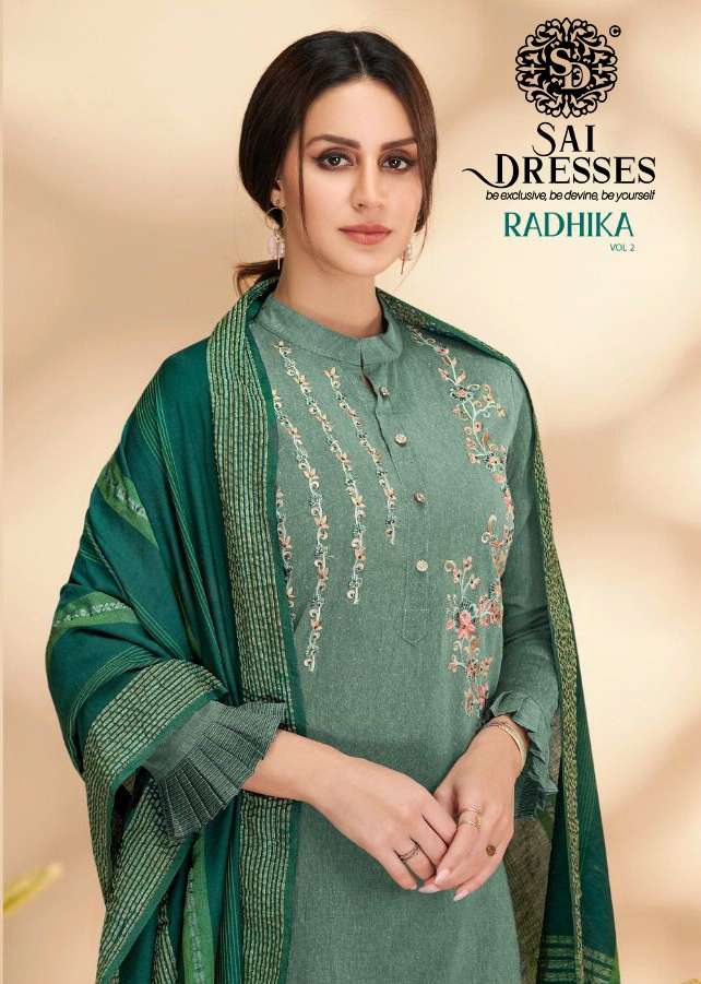 SAI DRESSES PRESENT RADHIKA VOL 2 READY TO WEAR PANT STYLE DESIGNER SUITS IN WHOLESALE RATE IN SURAT
