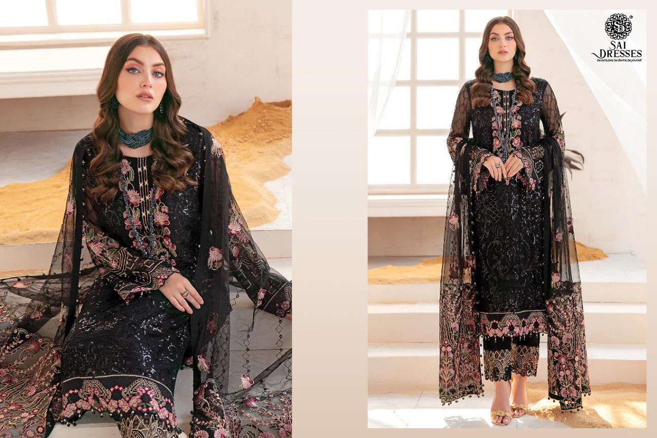 SAI DRESSES PRESENT RAMSHA VOL 9 GEORGETTE SEMI STITCHED PAKISTANI DESIGNER SUITS IN WHOLESALE RATE IN SURAT