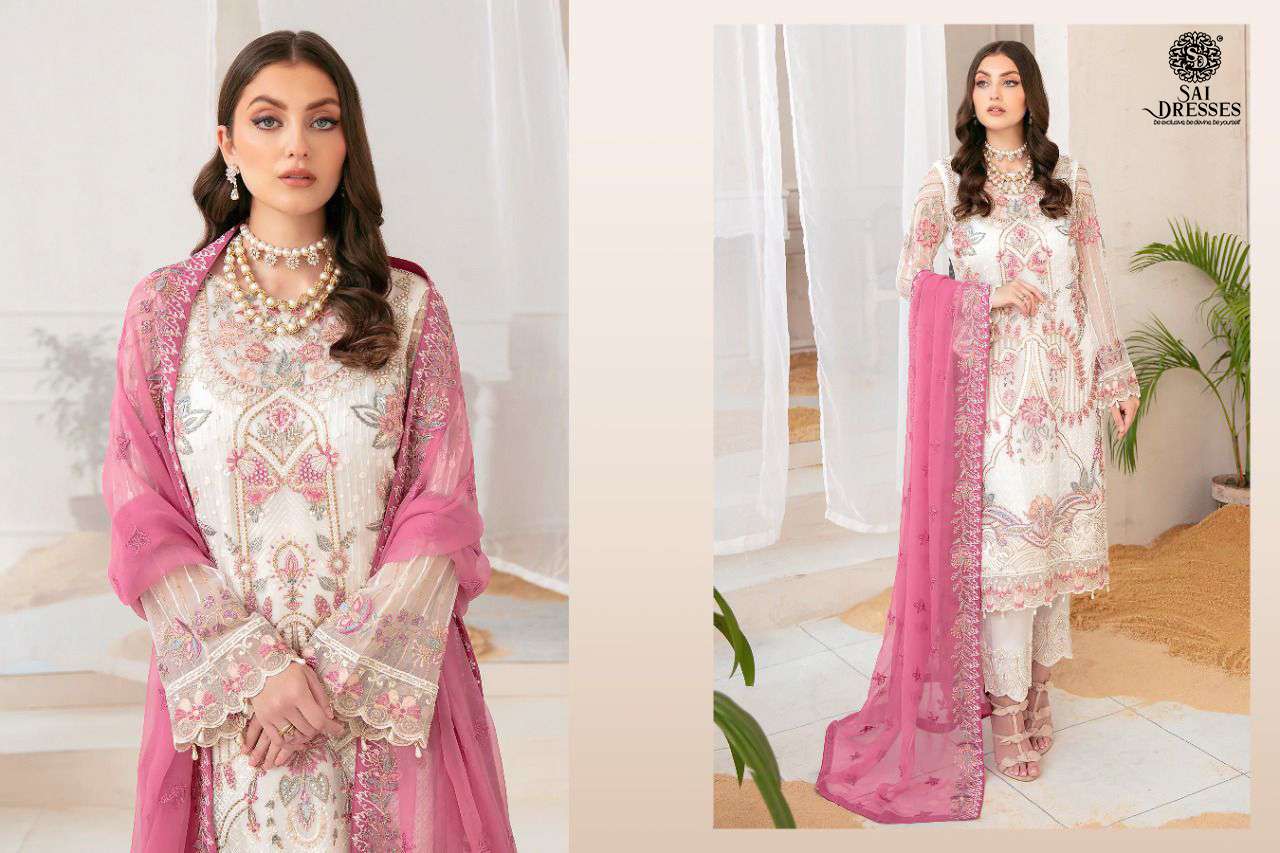 SAI DRESSES PRESENT RAMSHA VOL 9 GEORGETTE SEMI STITCHED PAKISTANI DESIGNER SUITS IN WHOLESALE RATE IN SURAT