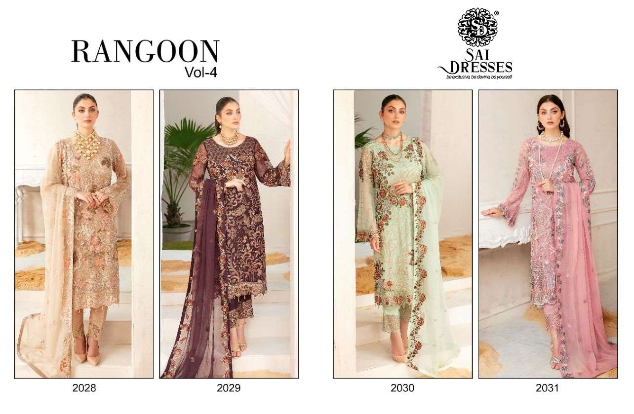 SAI DRESSES PRESENT RANGOON VOL 4 GEORGETTE SEMI STITCHED PAKISTANI DESIGNER SUITS IN WHOLESALE RATE IN SURAT