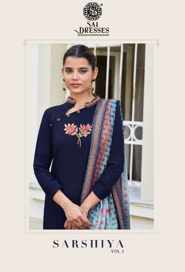 SAI DRESSES PRESENT SARSHIYA VOL 2 EXCLUSIVE READYMADE PANT STYLE DESIGNER SUITS IN WHOLESALE RATE IN SURAT 