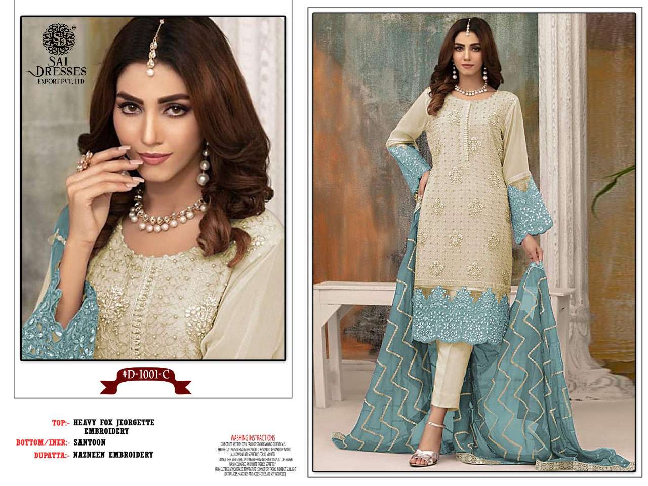 SAI DRESSES PRESENT ZAARA GEORGETTE EMBROIDERED SEMI STITCHED PAKISTANI DESIGNER SUITS IN WHOLESALE RATE IN SURAT 