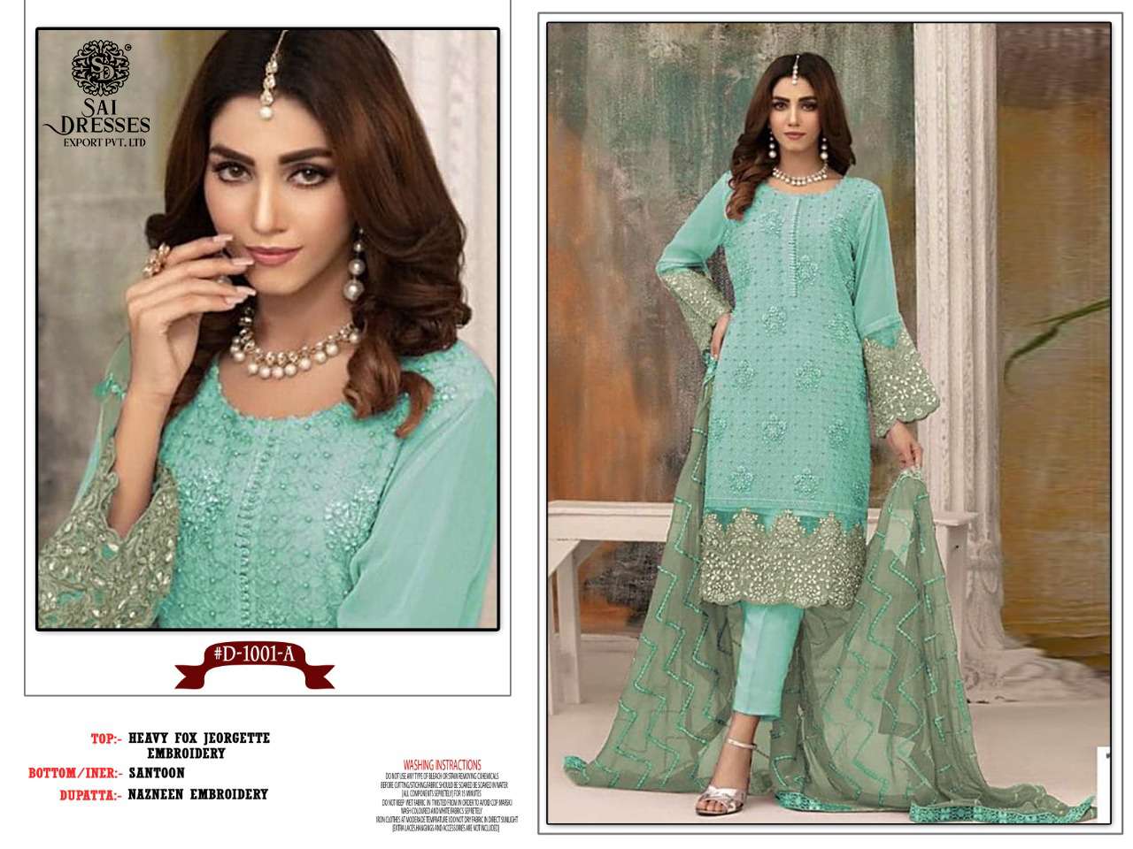 SAI DRESSES PRESENT ZAARA GEORGETTE EMBROIDERED SEMI STITCHED PAKISTANI DESIGNER SUITS IN WHOLESALE RATE IN SURAT 