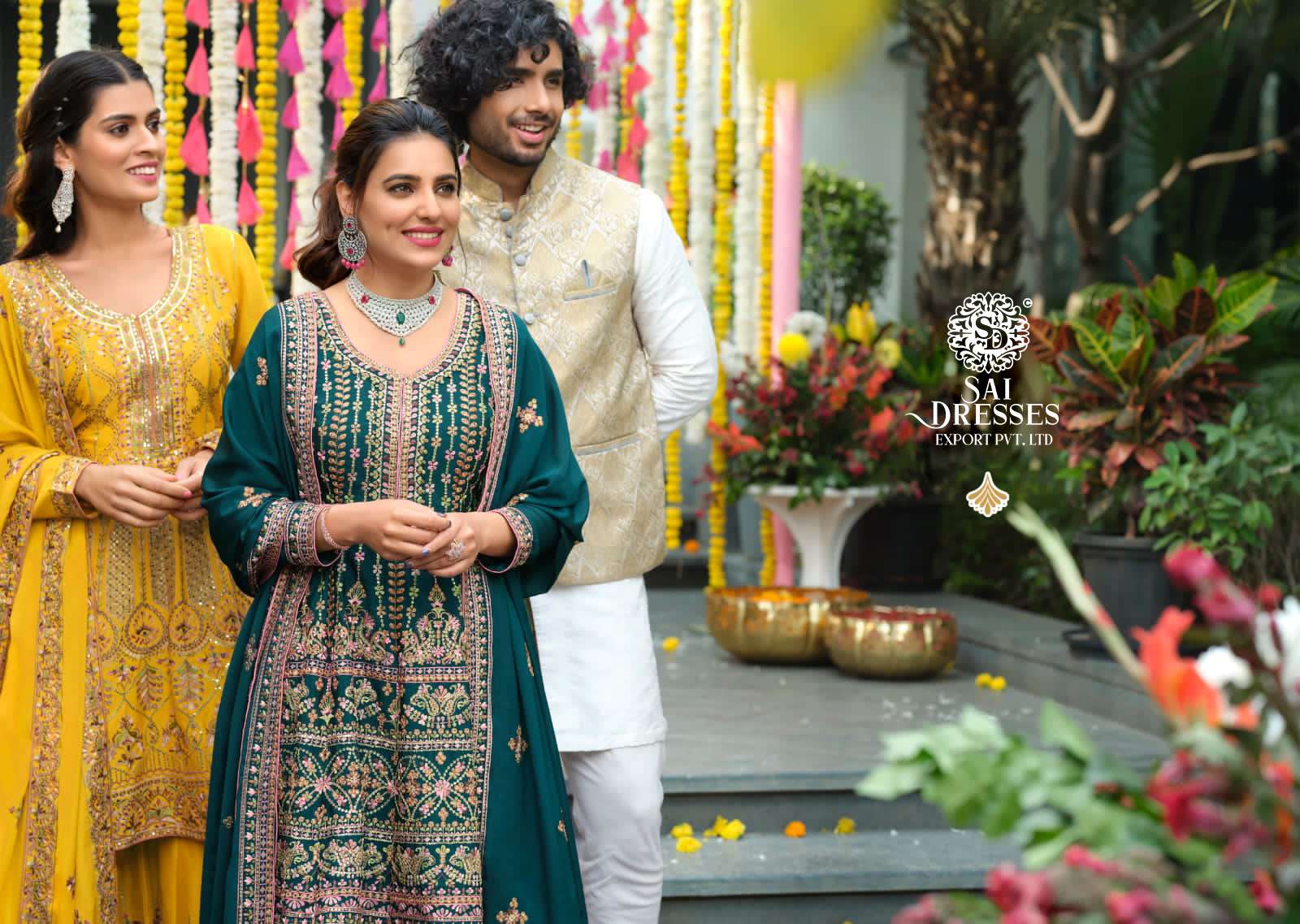 SAI DRESSES PRESENT ANAMIKA READYMADE SHARARA STYLE WEDDING WEAR DESIGNER SUITS IN WHOLESALE RATE IN SURAT