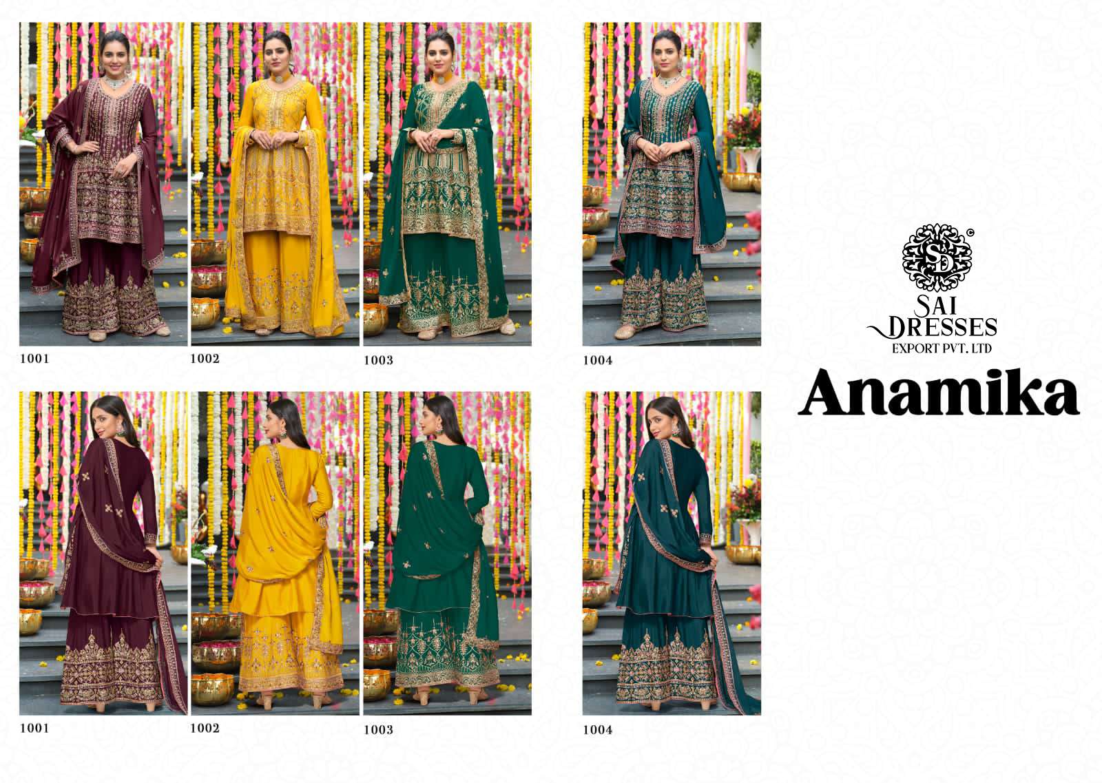 SAI DRESSES PRESENT ANAMIKA READYMADE SHARARA STYLE WEDDING WEAR DESIGNER SUITS IN WHOLESALE RATE IN SURAT