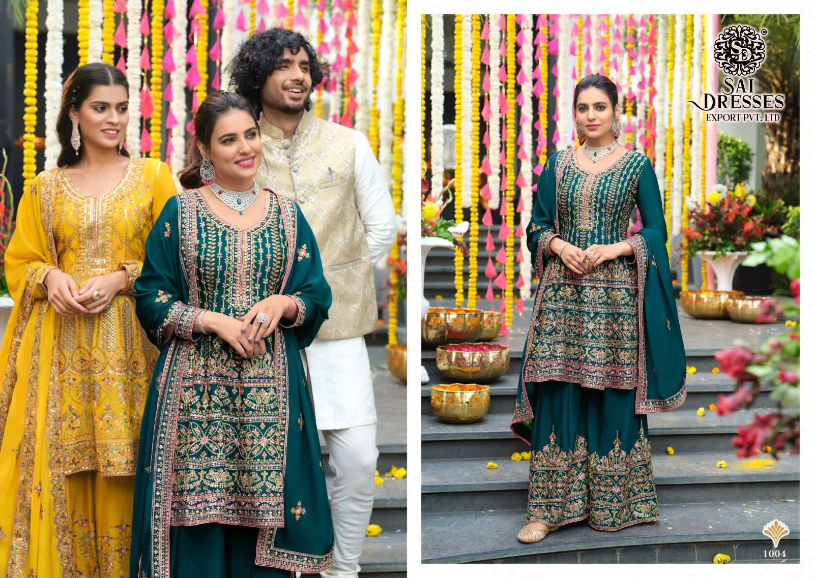 SAI DRESSES PRESENT ANAMIKA READYMADE SHARARA STYLE WEDDING WEAR DESIGNER SUITS IN WHOLESALE RATE IN SURAT