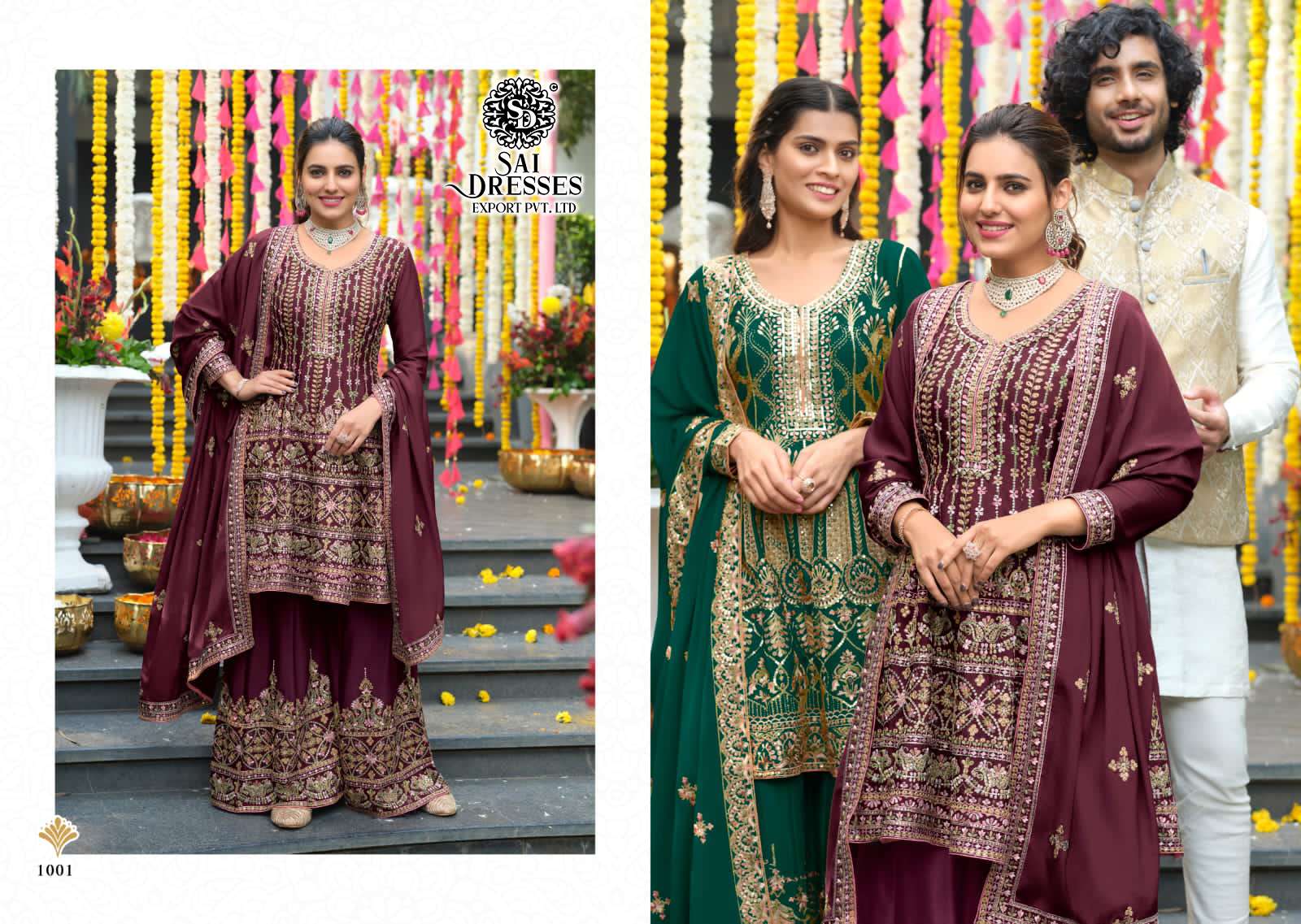 SAI DRESSES PRESENT ANAMIKA READYMADE SHARARA STYLE WEDDING WEAR DESIGNER SUITS IN WHOLESALE RATE IN SURAT