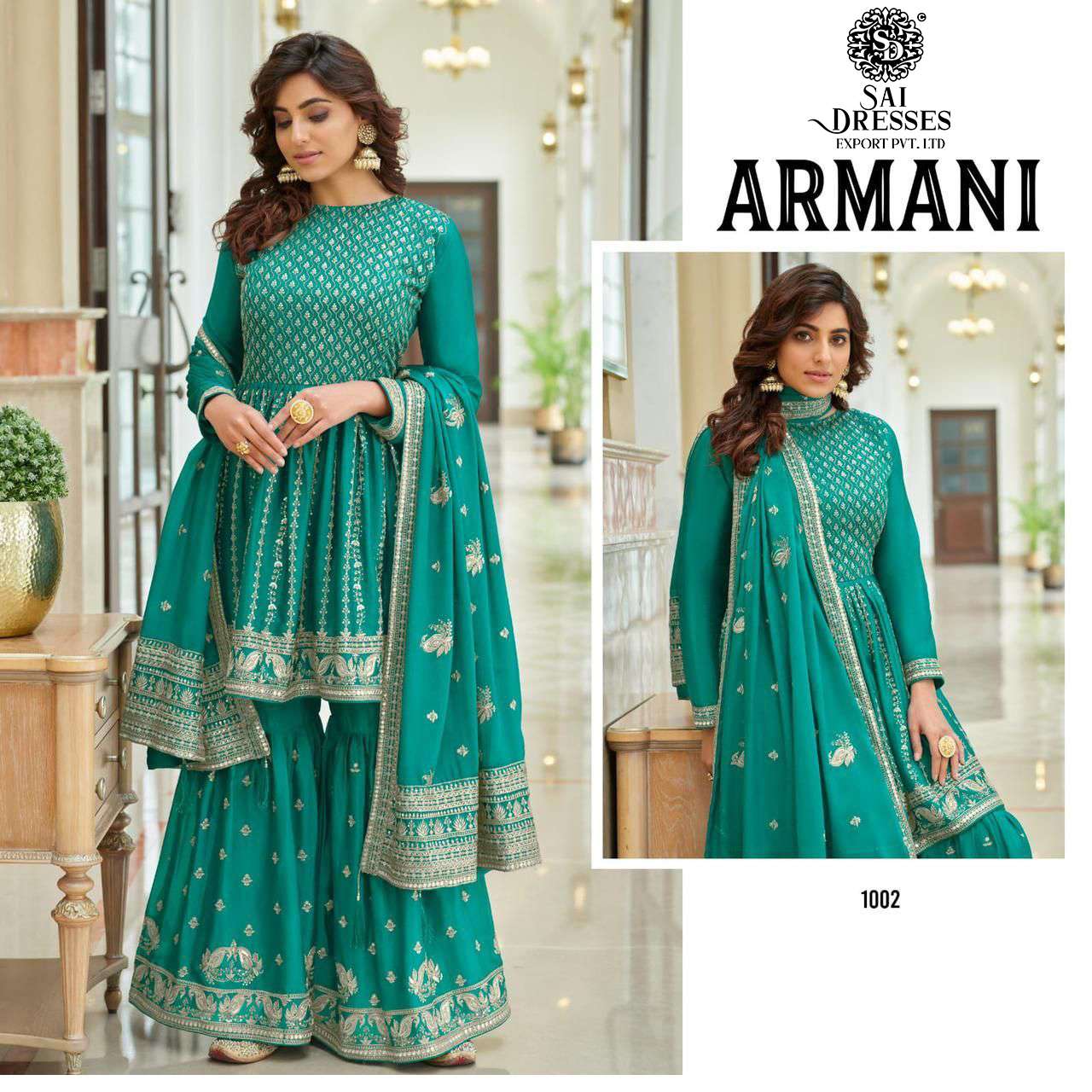 SAI DRESSES PRESENT ARMANI READYMADE GARARA STYLE WEDDING WEAR DESIGNER SUITS IN WHOLESALE RATE IN SURAT