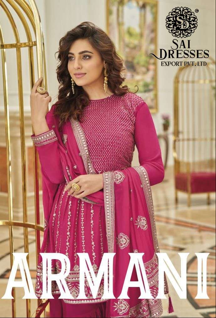 SAI DRESSES PRESENT ARMANI READYMADE GARARA STYLE WEDDING WEAR DESIGNER SUITS IN WHOLESALE RATE IN SURAT