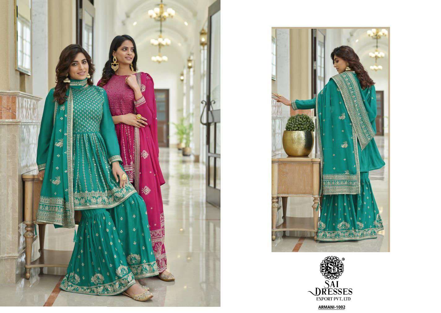 SAI DRESSES PRESENT ARMANI READYMADE GARARA STYLE WEDDING WEAR DESIGNER SUITS IN WHOLESALE RATE IN SURAT