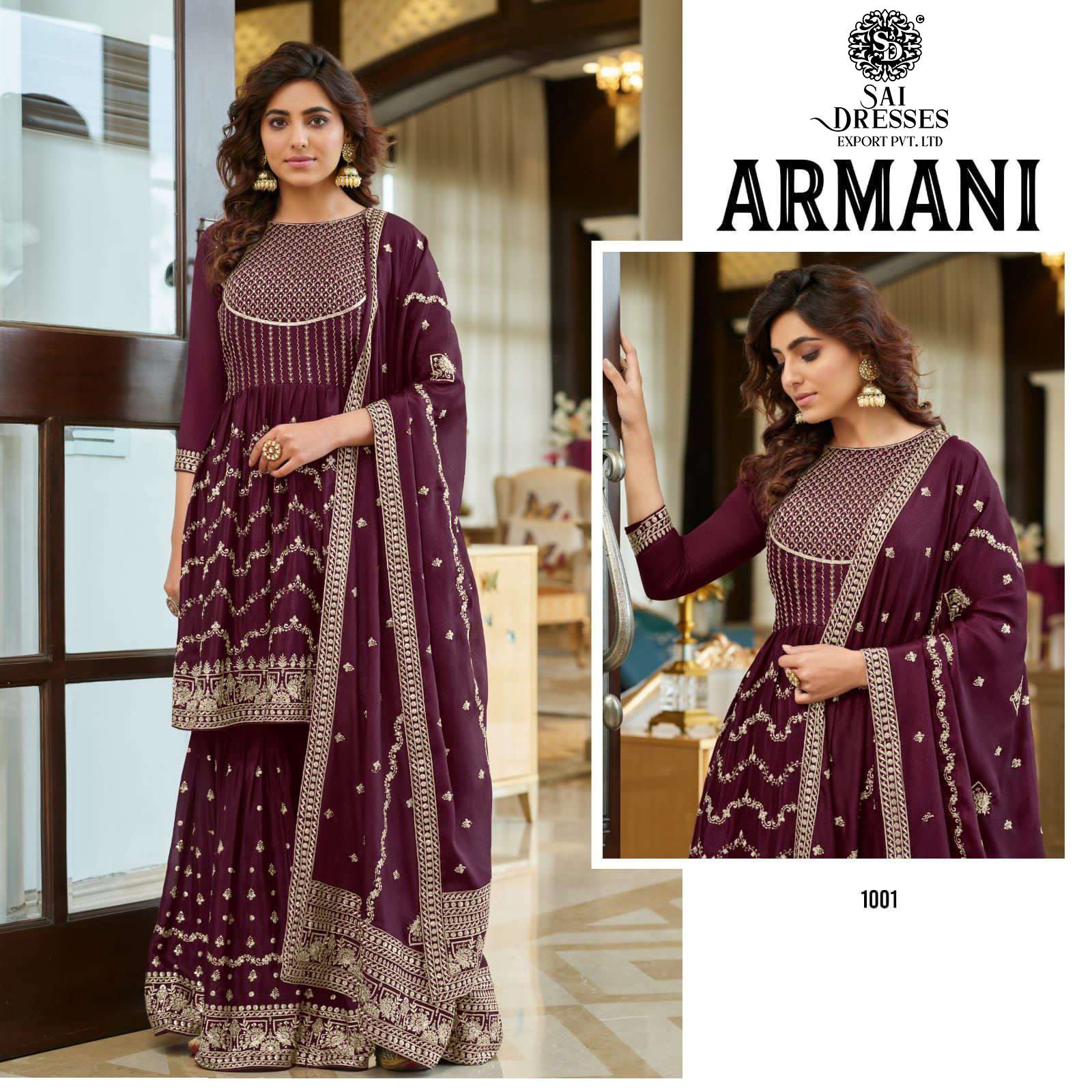 SAI DRESSES PRESENT ARMANI READYMADE GARARA STYLE WEDDING WEAR DESIGNER SUITS IN WHOLESALE RATE IN SURAT