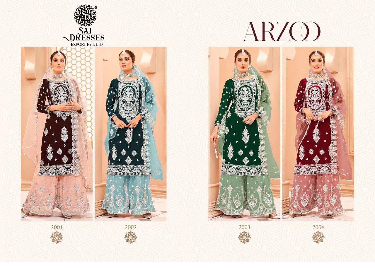 SAI DRESSES PRESENT ARZOO SEMI STITCHED FESTIVE WEAR SHARARA STYLE DESIGNER CONCEPT IN WHOLESALE RATE IN SURAT 