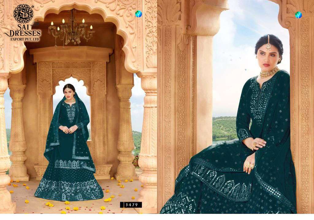 SAI DRESSES PRESENT CELEBRITY VOL 2 WEDDING WEAR GEORGETTE DESIGNER LONG SKIRT CONCEPT IN WHOLESALE RATE IN SURAT