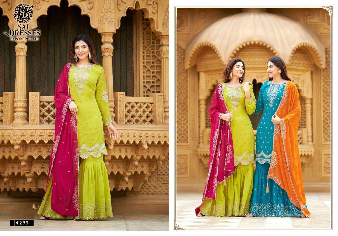 SAI DRESSES PRESENT CORAL READY MADE GARARA STYLE DESIGNER SUITS IN WHOLESALE RATE IN SURAT 
