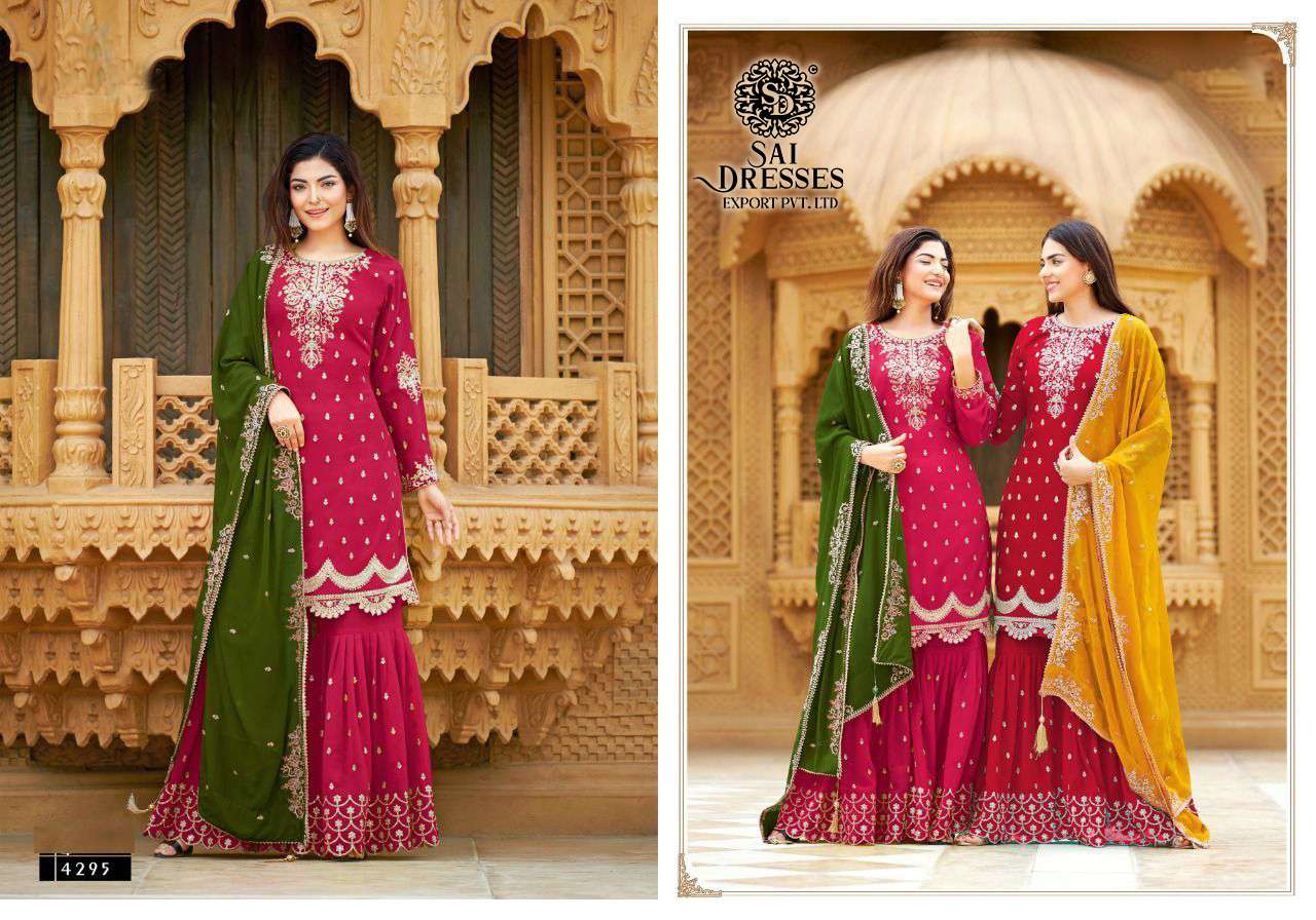 SAI DRESSES PRESENT CORAL READY MADE GARARA STYLE DESIGNER SUITS IN WHOLESALE RATE IN SURAT 