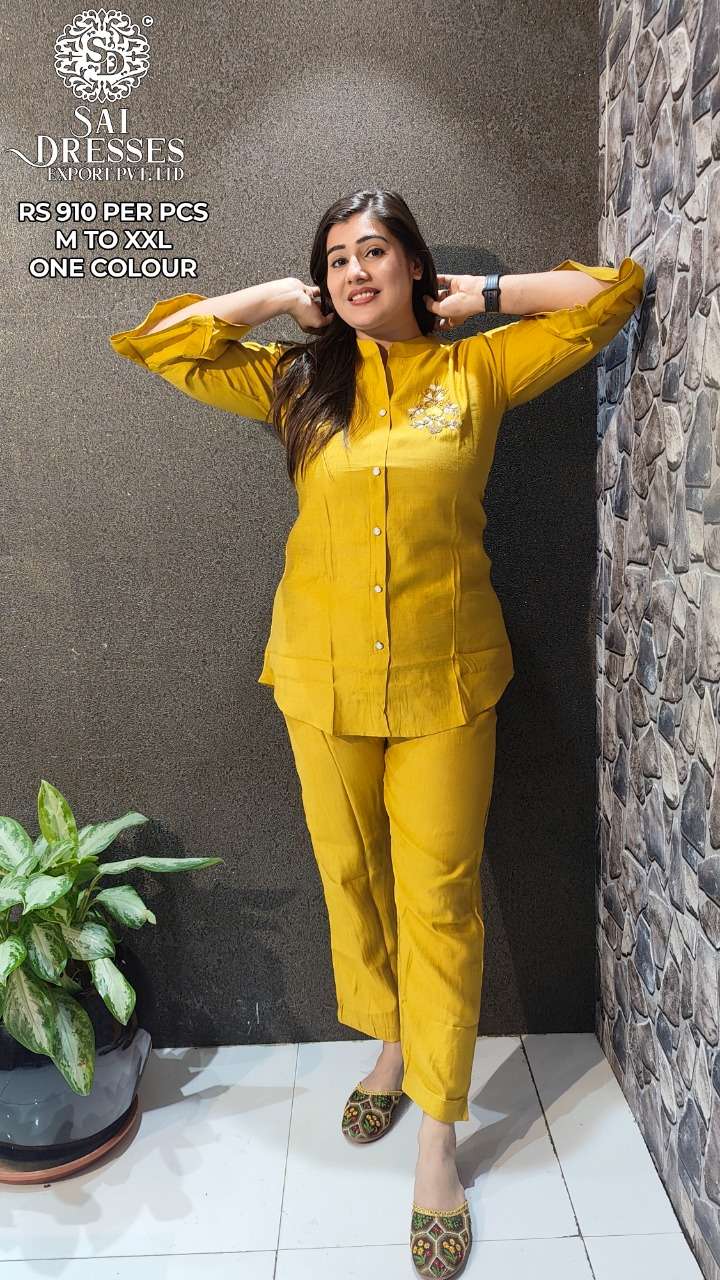 SAI DRESSES PRESENT D.NO 101 READY TO WEAR DESIGNER CO-ORD SET COMBO COLLECTION IN WHOLESALE RATE IN SURAT