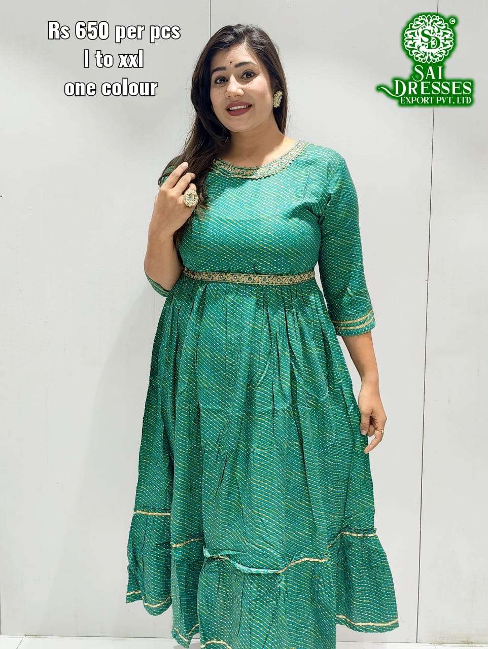 SAI DRESSES PRESENT D.NO 204 FANCY LONG KURTI COMBO COLLECTION WITH DESIGNER BELT IN WHOLESALE RATE IN SURAT