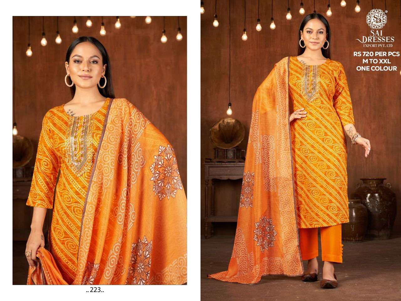 SAI DRESSES PRESENT D.NO 223 READY TO WEAR FANCY DESIGNER COMBO DRESS IN WHOLESALE RATE IN SURAT