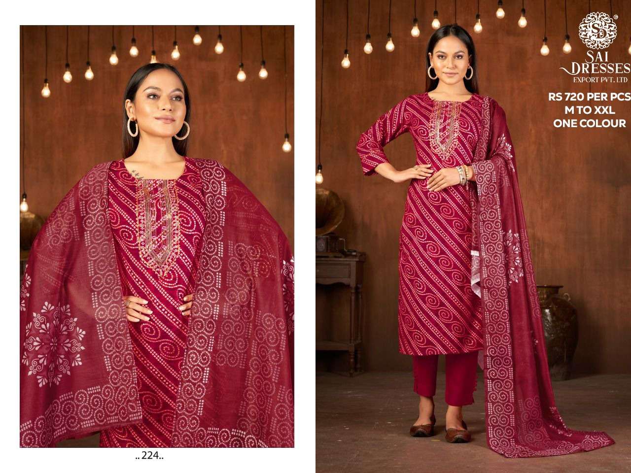 SAI DRESSES PRESENT D.NO 224 READY TO WEAR FANCY DESIGNER COMBO DRESS IN WHOLESALE RATE IN SURAT