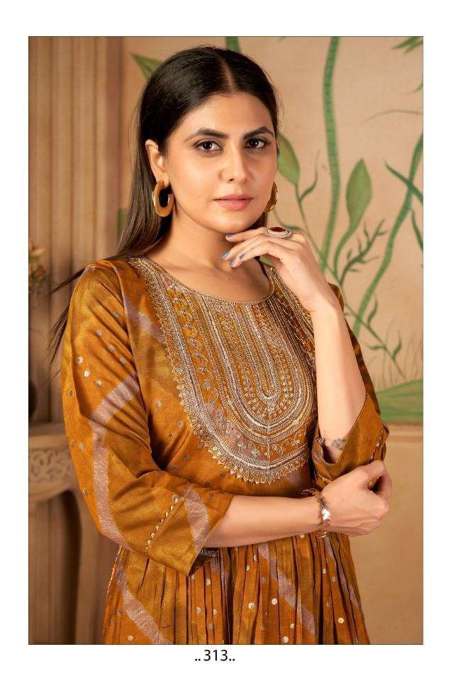 SAI DRESSES PRESENT D.NO 313 READY TO WEAR NAIRA CUT KURTI COMBO COLLECTION IN WHOLESALE RATE IN SURAT
