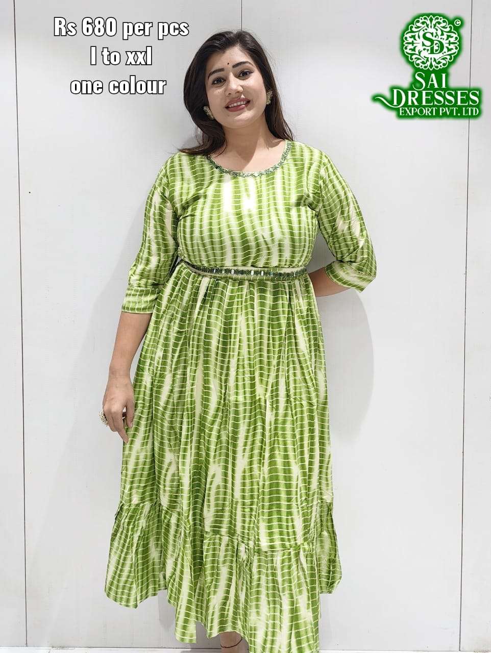 SAI DRESSES PRESENT D.NO 403 FANCY LONG KURTI COMBO COLLECTION WITH DESIGNER BELT IN WHOLESALE RATE IN SURAT