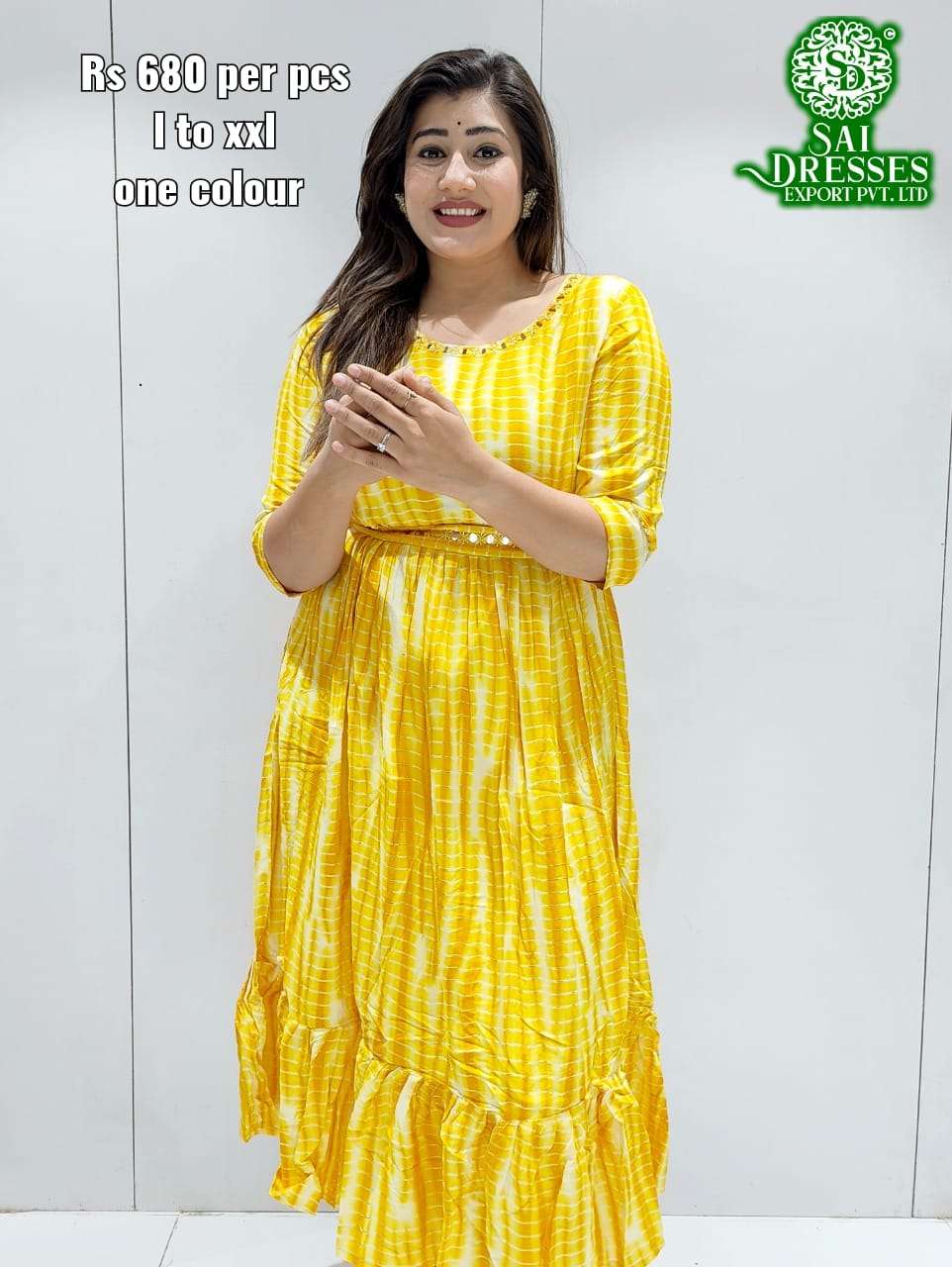 SAI DRESSES PRESENT D.NO 404 FANCY LONG KURTI COMBO COLLECTION WITH DESIGNER BELT IN WHOLESALE RATE IN SURAT