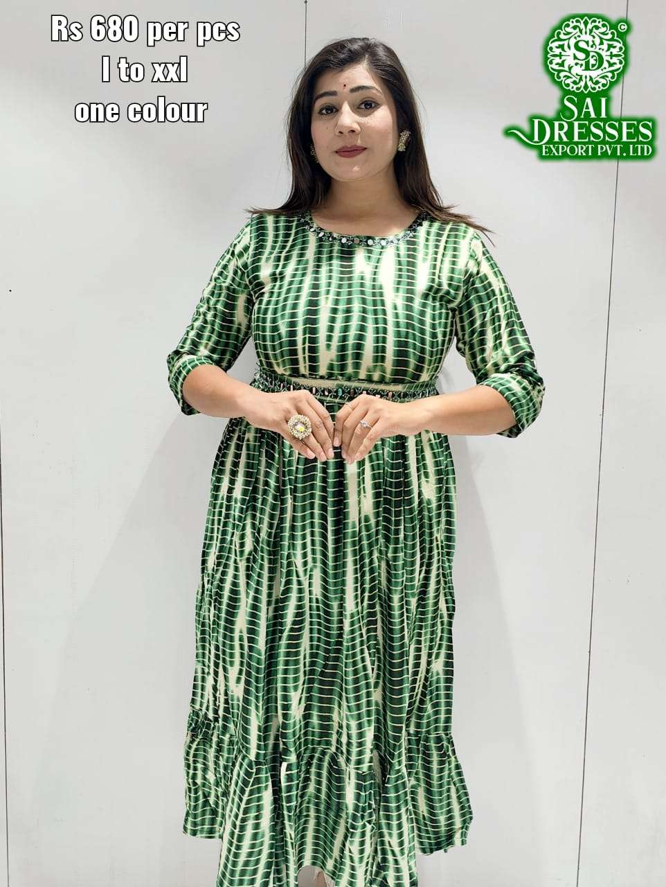 SAI DRESSES PRESENT D.NO 407 FANCY LONG KURTI COMBO COLLECTION WITH DESIGNER BELT IN WHOLESALE RATE IN SURAT