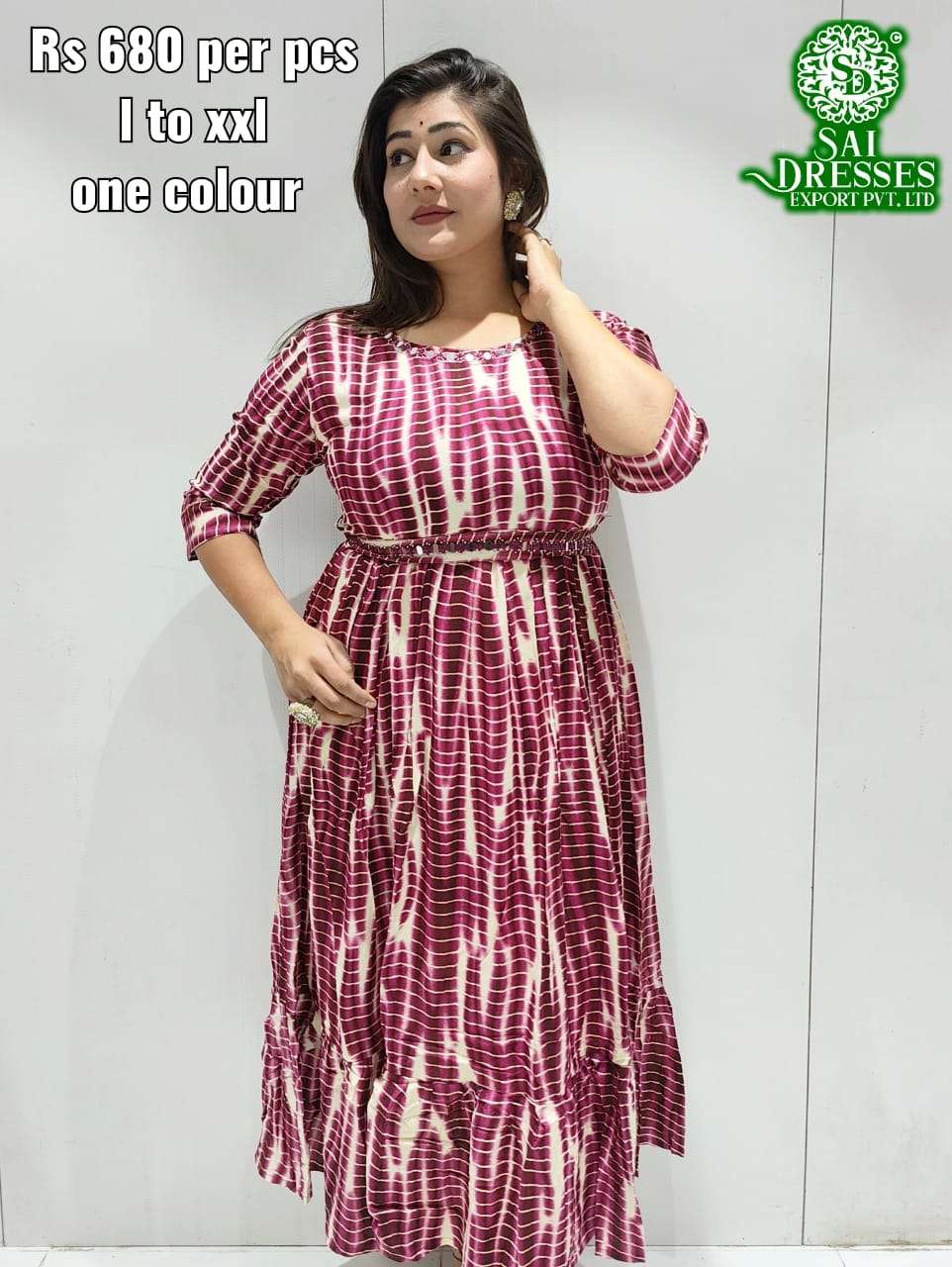 SAI DRESSES PRESENT D.NO 409 FANCY LONG KURTI COMBO COLLECTION WITH DESIGNER BELT IN WHOLESALE RATE IN SURAT