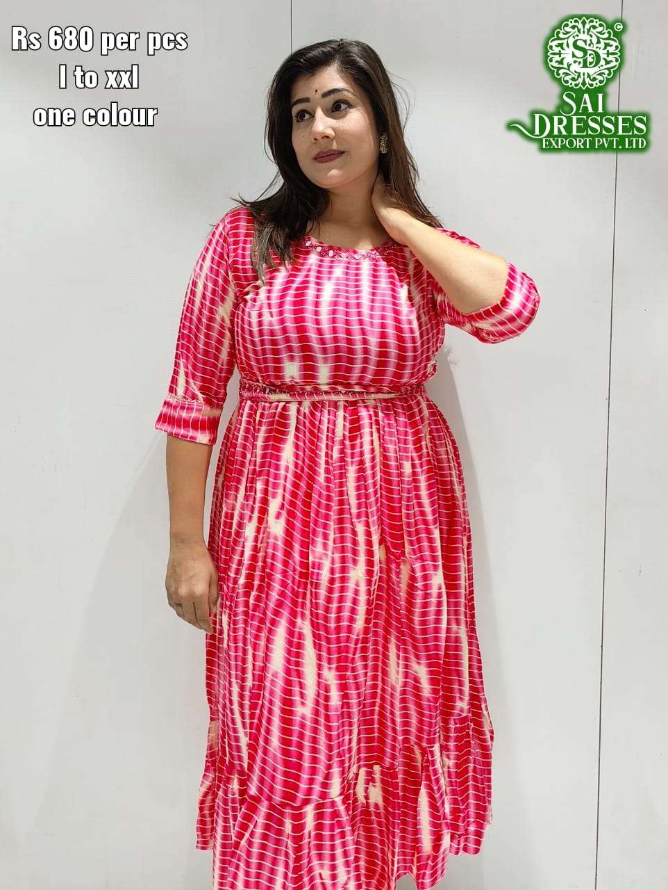 SAI DRESSES PRESENT D.NO 410 FANCY LONG KURTI COMBO COLLECTION WITH DESIGNER BELT IN WHOLESALE RATE IN SURAT