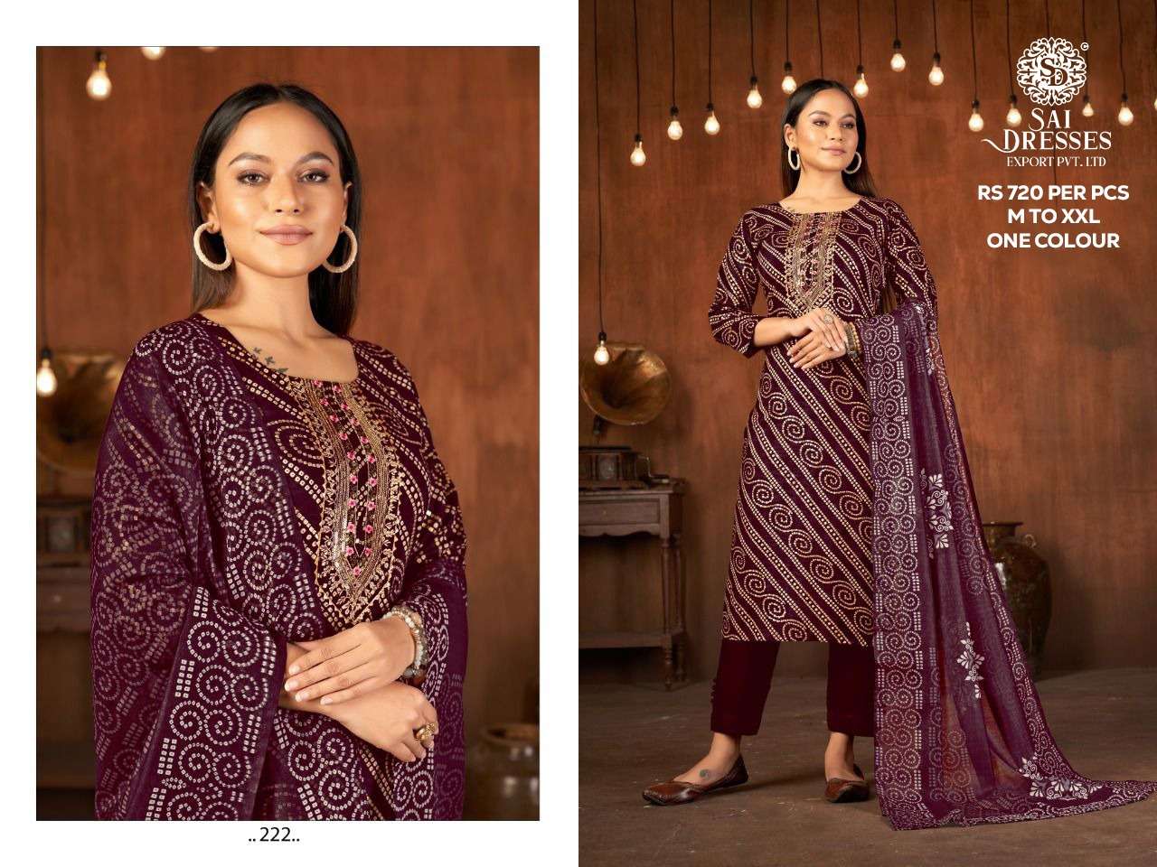 SAI DRESSES PRESENT D.NO A 222 READY TO WEAR FANCY DESIGNER COMBO DRESS IN WHOLESALE RATE IN SURAT