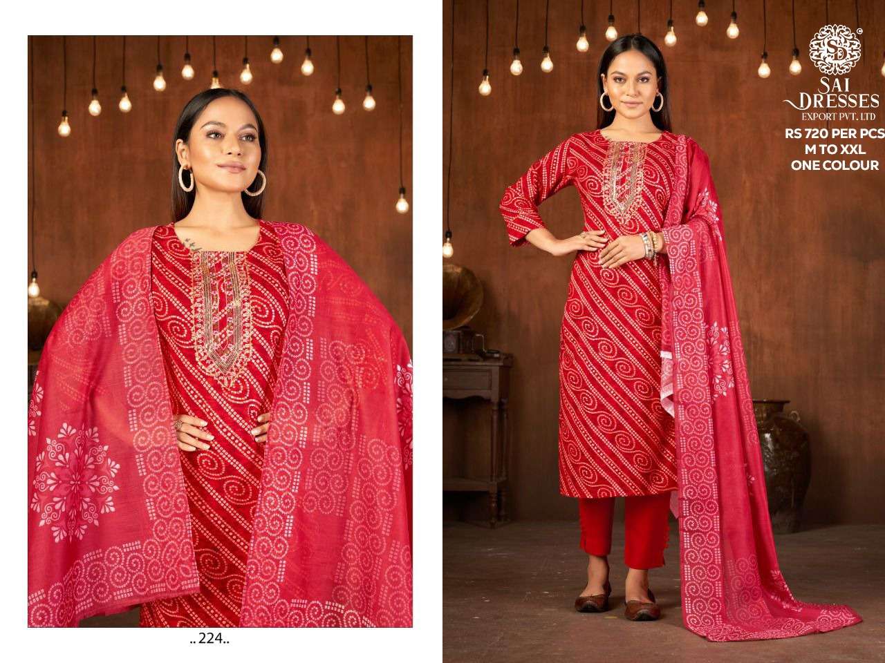 SAI DRESSES PRESENT D.NO A 224 READY TO WEAR FANCY DESIGNER COMBO DRESS IN WHOLESALE RATE IN SURAT