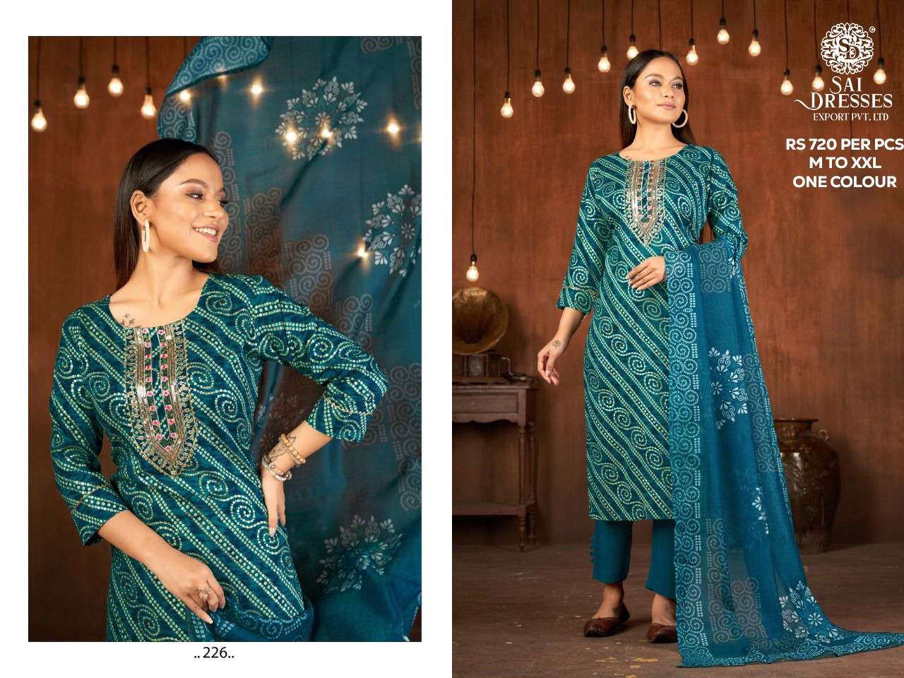 SAI DRESSES PRESENT D.NO B 226 READY TO WEAR FANCY DESIGNER COMBO DRESS IN WHOLESALE RATE IN SURAT