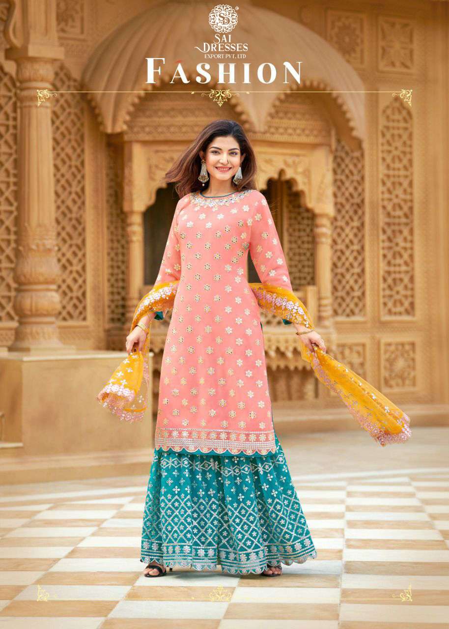 SAI DRESSES PRESENT FASHION READY MADE BLOOMING GEORGETTE GARARA STYLE DESIGNER SUITS IN WHOLESALE RATE IN SURAT