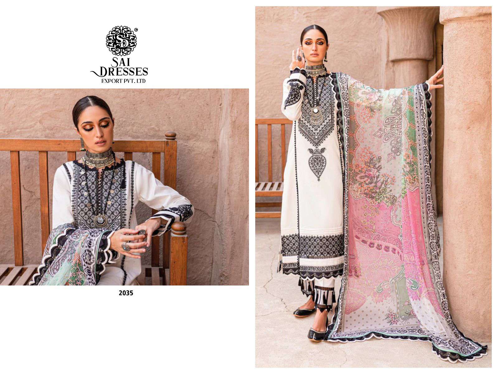 SAI DRESSES PRESENT FIRDOUS OMBRE EMBROIDERED PURE COTTON HEAVY PAKISTANI DESIGNER SUITS IN WHOLESALE RATE IN SURAT 