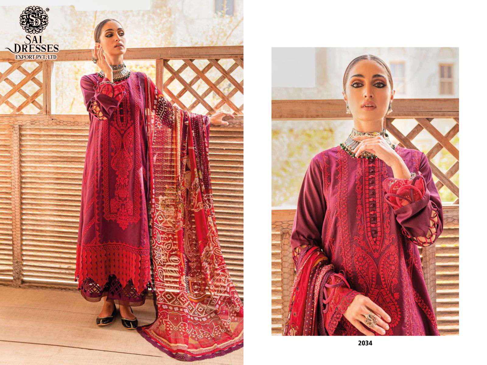 SAI DRESSES PRESENT FIRDOUS OMBRE EMBROIDERED PURE COTTON HEAVY PAKISTANI DESIGNER SUITS IN WHOLESALE RATE IN SURAT 