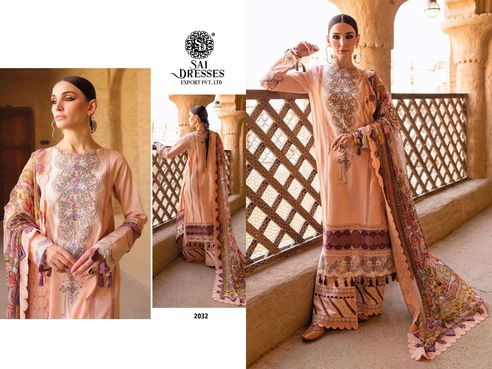 SAI DRESSES PRESENT FIRDOUS OMBRE EMBROIDERED PURE COTTON HEAVY PAKISTANI DESIGNER SUITS IN WHOLESALE RATE IN SURAT 