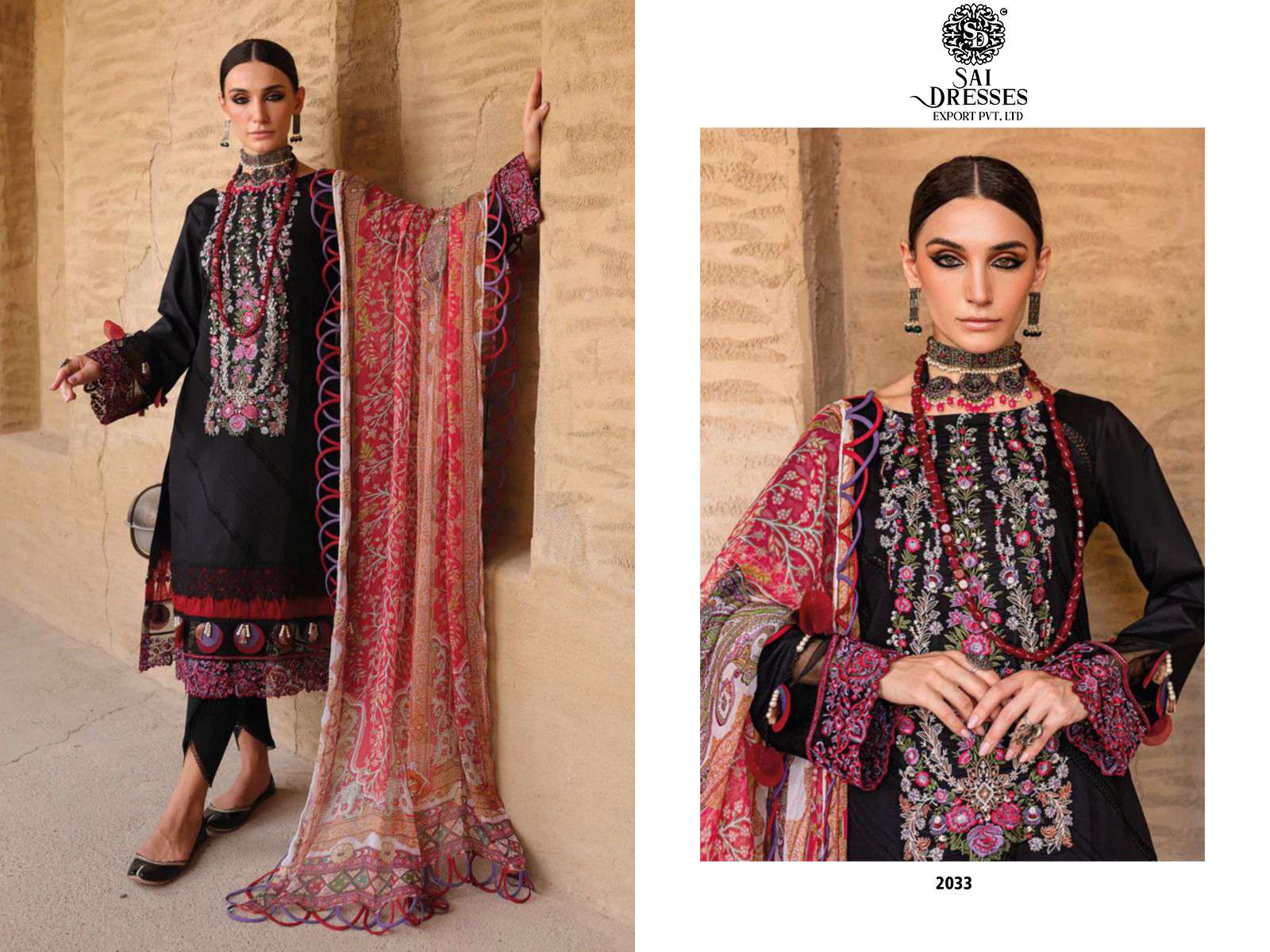 SAI DRESSES PRESENT FIRDOUS OMBRE EMBROIDERED PURE COTTON HEAVY PAKISTANI DESIGNER SUITS IN WHOLESALE RATE IN SURAT 