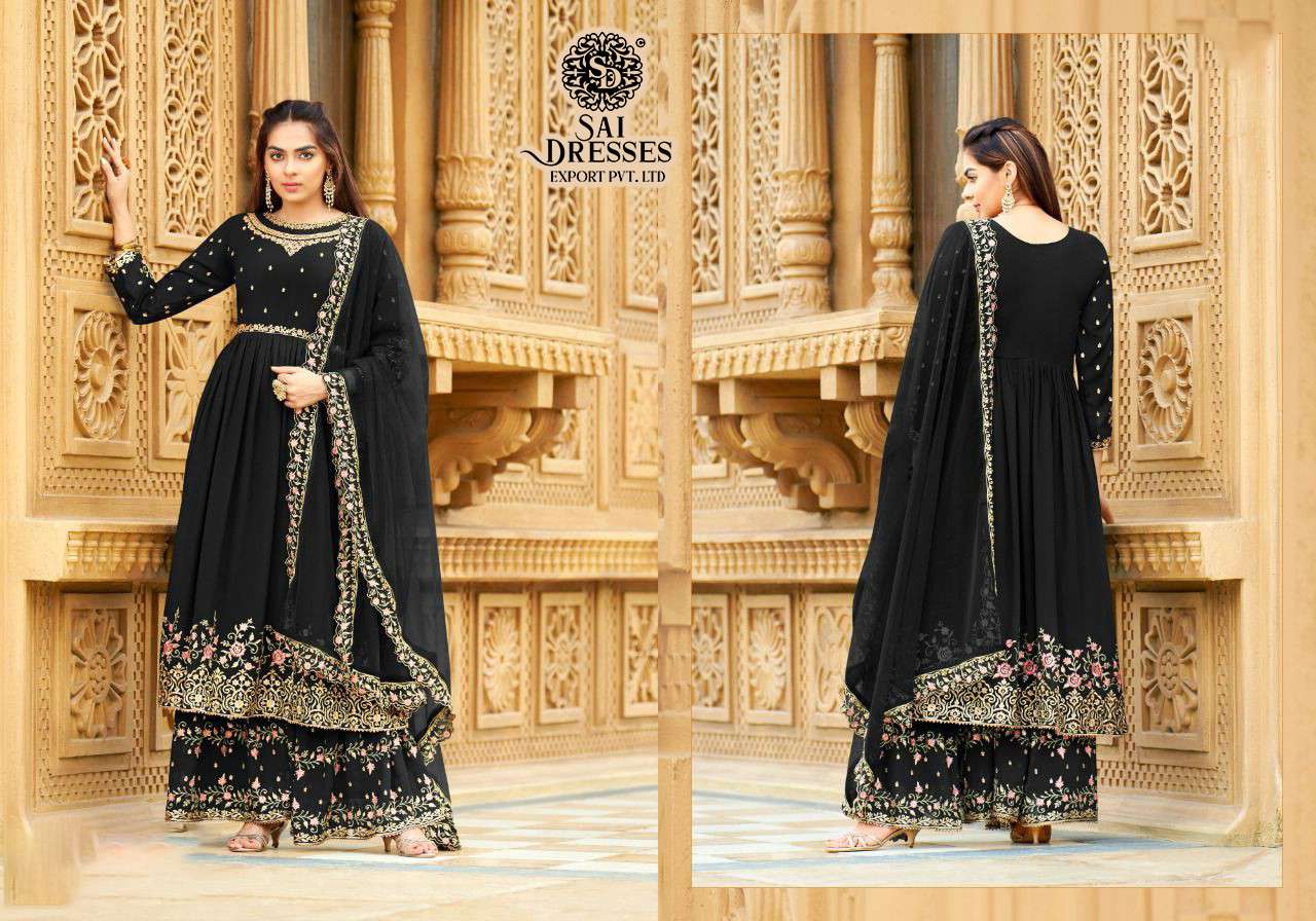 SAI DRESSES PRESENT JADE BLUE READY MADE LONG PEPLUM WITH GARARA STYLE DESIGNER SUITS IN WHOLESALE RATE IN SURAT