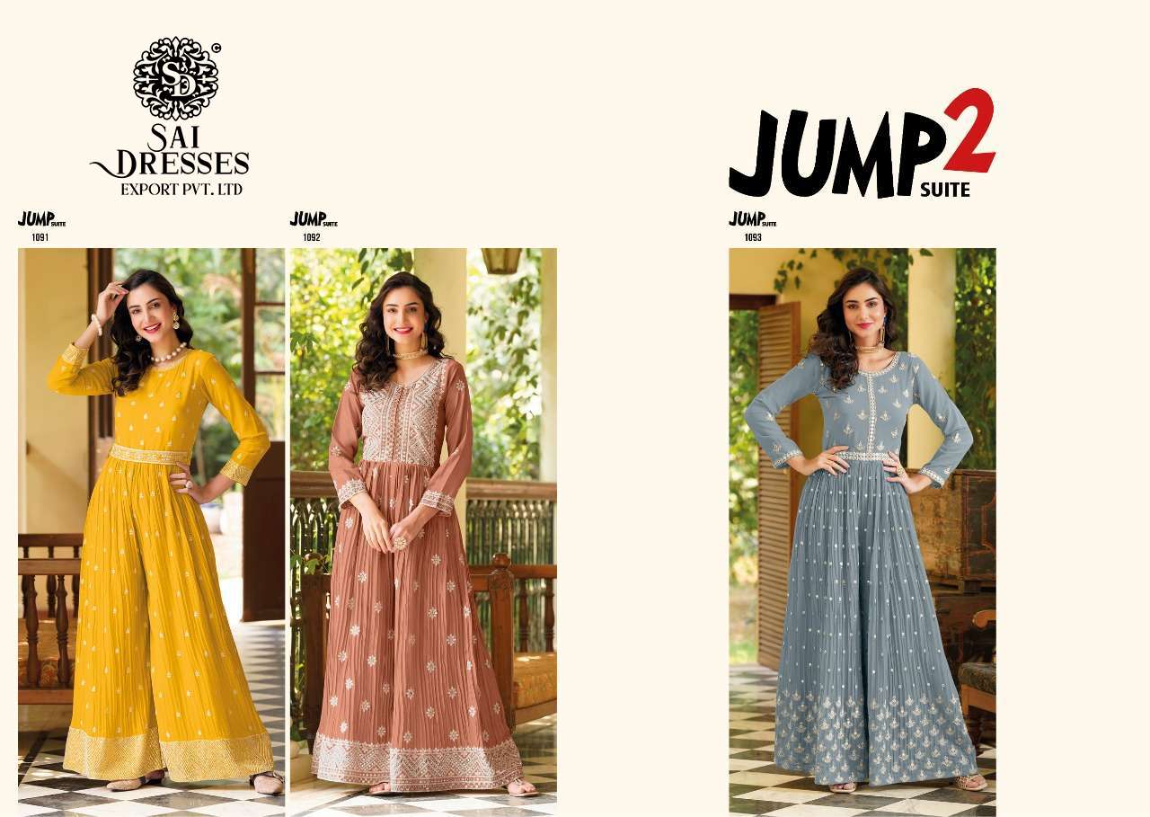 SAI DRESSES PRESENT JUMP SUIT VOL 2 CHINON GEORGETTE EXCLUSIVE READY TO WESTERN WEAR JUMP SUIT COLLECTION IN WHOLESALE RATE IN SURAT
