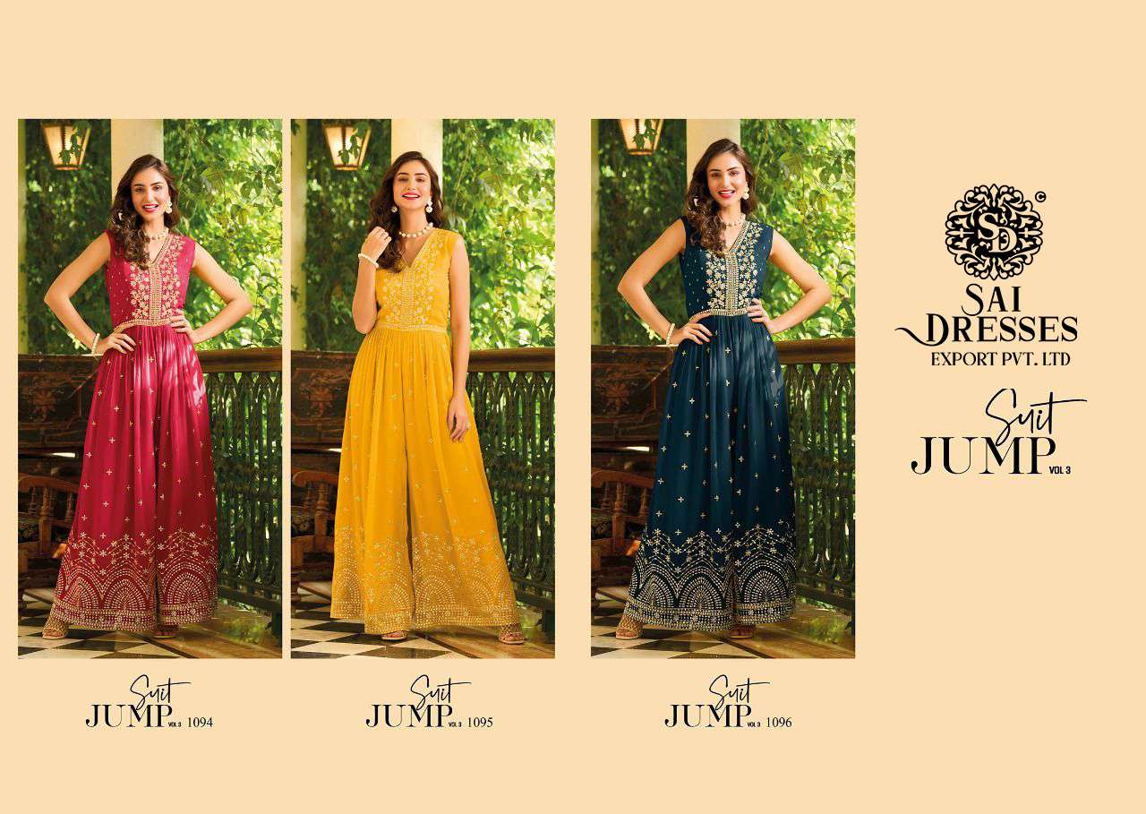 SAI DRESSES PRESENT JUMP SUIT VOL 3 GEORGETTE EXCLUSIVE READY TO WESTERN WEAR JUMP SUIT COLLECTION IN WHOLESALE RATE IN SURAT