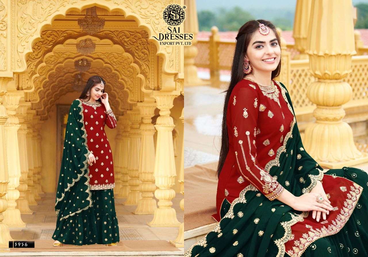 SAI DRESSES PRESENT KAMAS PARTY WEAR PEPLUM WITH GARARA STYLE DESIGNER SUITS IN WHOLESALE RATE IN SURAT
